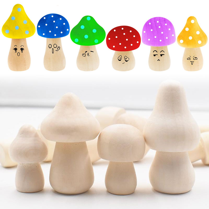 Diy Automation Projects - 5PCS Mini Unvollendete Holz Pilz Natürliche