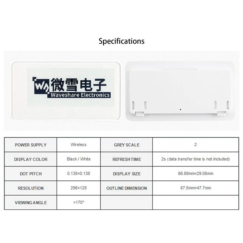 Waveshare 2,9 Zoll Kabelloses  – Display Epaper 2.9 Bewertung und Preis